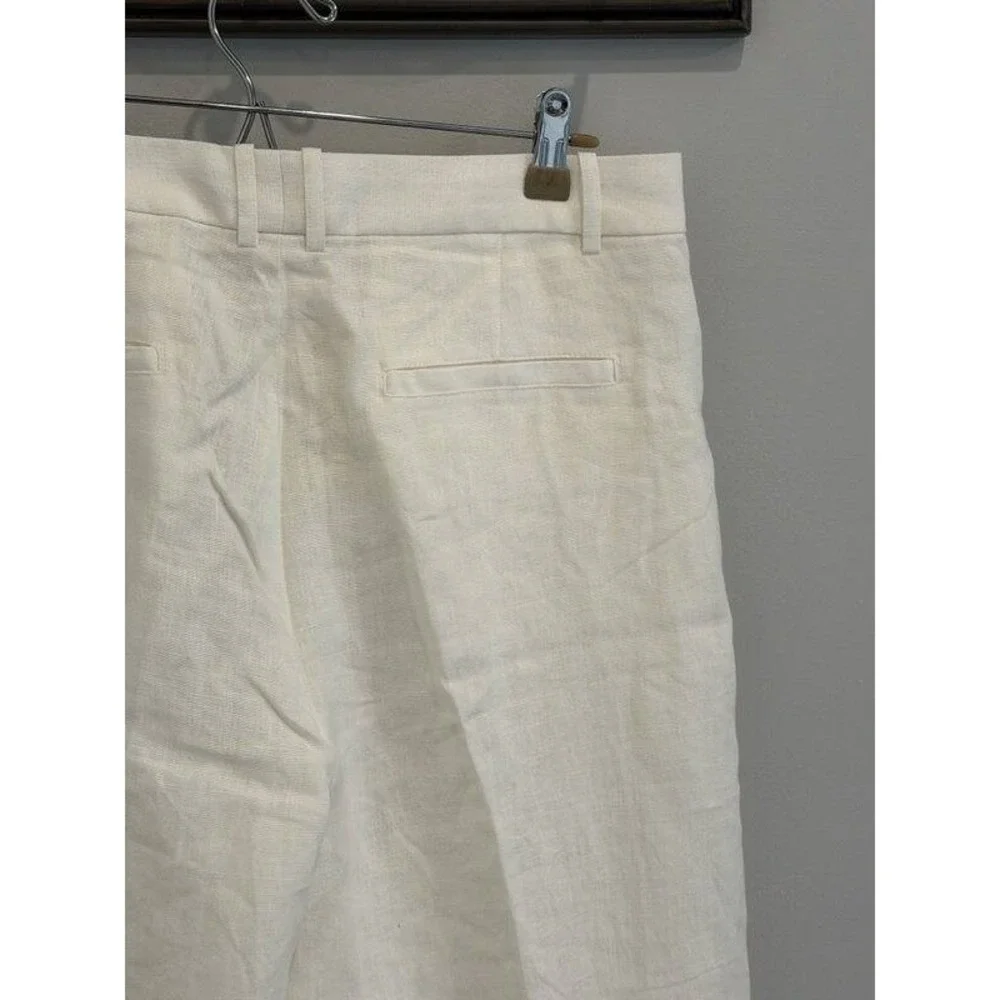 Banana Republic Lina Straight Linen Pants Womens Lined White Size 10